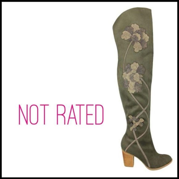 Not Rated Shoes - NWT NOT RATED Khaki Vegan Suede Knee Boot, 7.5M